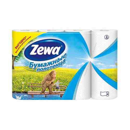 Бумажные полотенца Zewa двухслойные кухонные белые