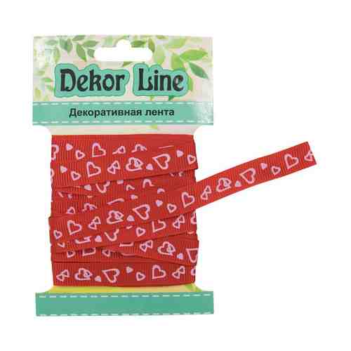 Декоративная лента Айрис Dekor Line Сердечки репс красная 3 м х 10 мм