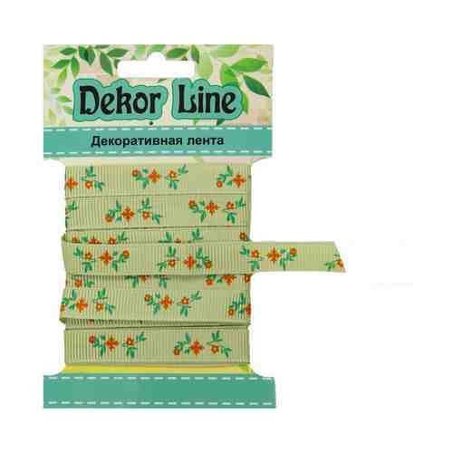 Декоративная лента Айрис Dekor Line Веточки репс зеленая 3 м х 10 мм