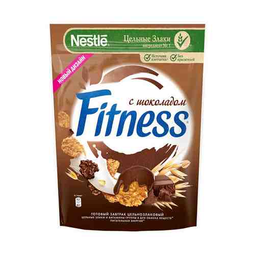 Хлопья Fitness из цельной пшеницы с темным шоколадом обогащенные витаминами и минеральными веществами 180 г
