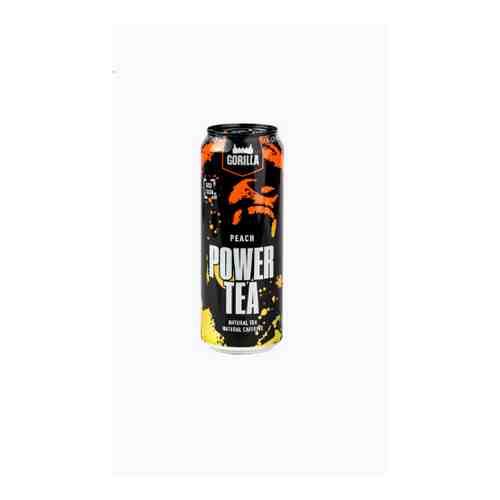 Холодный чай черный Gorilla Power Tea Peach персик 450 мл