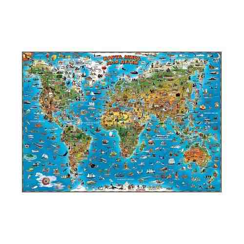 Карта мира настенная иллюстрированная для детей 1370 х 1970 мм