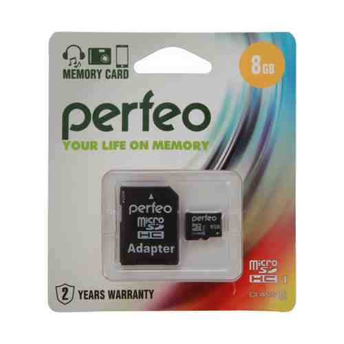Карта памяти Perfeo MicroSDHC 8 ГБ класс 10