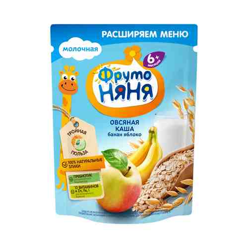 Каша ФрутоНяня овсяная молочная банан-яблоко с 6 месяцев 200 г