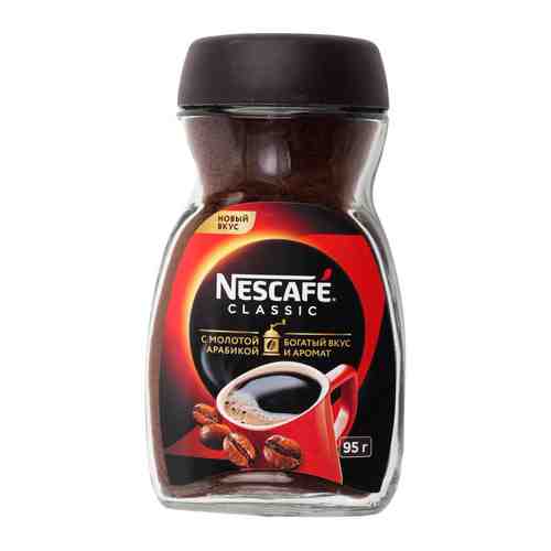 Кофе Nescafe Classic натуральный растворимый порошкообразный с добавлением натурального жареного молотого 95 г