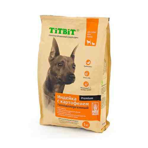 Корм сухой Titbit Premium для собак с индейкой и картофелем гипоаллергенный 1 кг