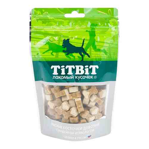 Лакомство TitBit кости мясные с индейкой и творогом для собак 145 г