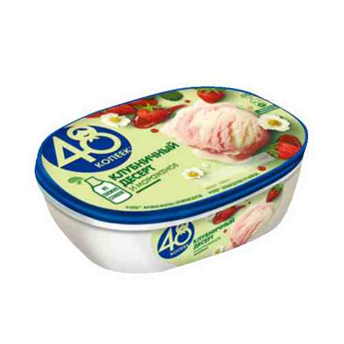 Мороженое молочное 48 Копеек Клубничный десерт БЗМЖ 490 г
