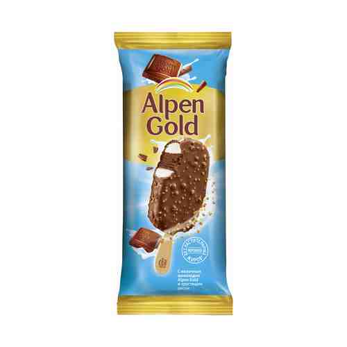 Мороженое сливочное Alpen Gold Эскимо с хрустящим рисом и солеными шариками, покрытое молочным шоколадом СЗМЖ 58 г