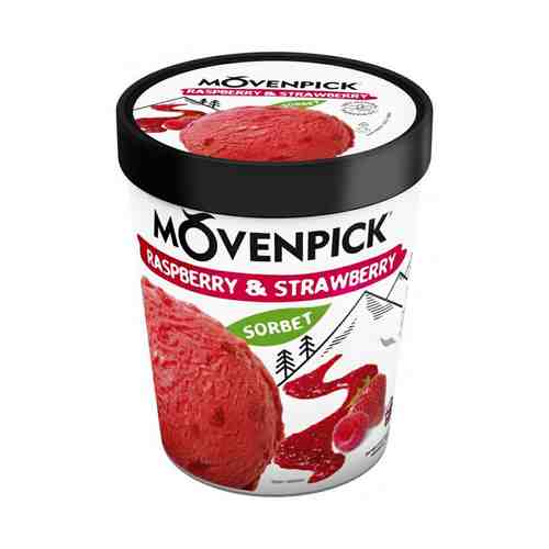 Мороженое сорбет Movenpick малиновый с кусочками клубники 306 г