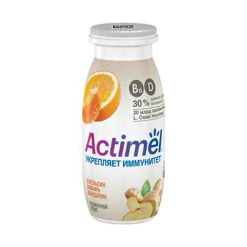 Напиток кисломолочный Actimel с апельсином имбирем и мандарин БЗМЖ 100 мл х 6 шт