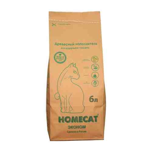 Наполнитель Homecat Эконом древесный для кошачьих туалетов 6 л