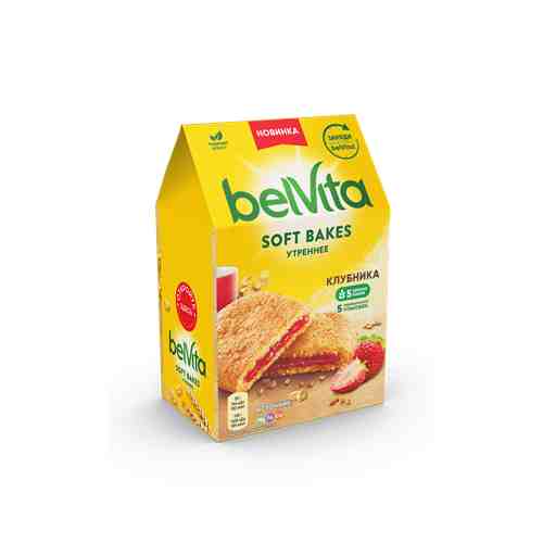 Печенье BelVita Soft Bakes с цельнозерновыми злаками с клубничной начинкой 250 г