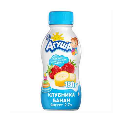 Питьевой йогурт Агуша клубника-банан 2,7% с 8 месяцев 180 г