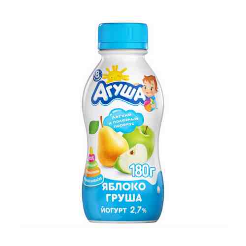 Питьевой йогурт Агуша яблоко-груша 2,7% с 8 месяцев БЗМЖ 180 г