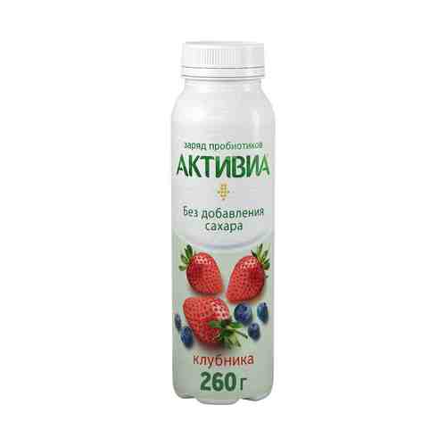 Питьевой йогурт Активиа яблоко-клубника-черника без сахара 2% БЗМЖ 260 г