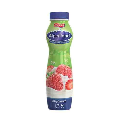 Питьевой йогурт Alpenland клубника 1,2% БЗМЖ 290 г