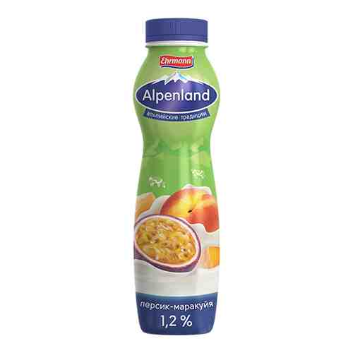 Питьевой йогурт Alpenland персик-маракуйя 1,2% БЗМЖ 290 г