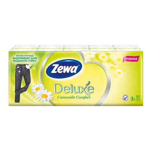 Платочки Zewa носовые трехслойные с ароматом ромашки 10 шт х 10 пачек