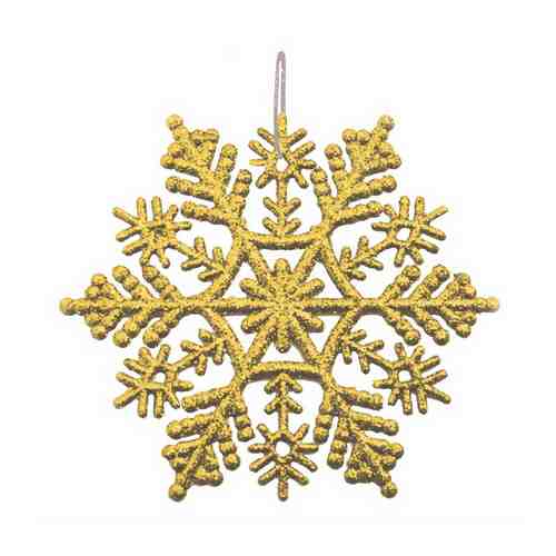 Подвеска декоративная с глиттером Partymania снежинка золото 10 см