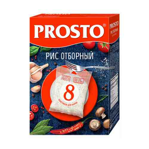Рис Prosto Отборный длиннозерный шлифованный в варочных пакетиках 8 шт х 62,5 г