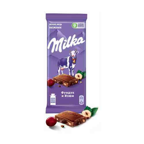 Шоколад Milka молочный с изюмом и фундуком 85 г