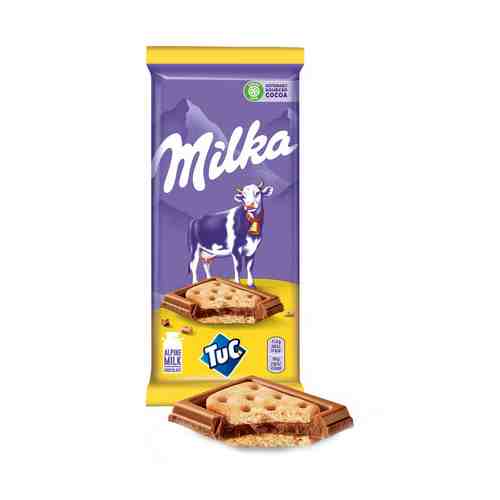 Шоколад Milka молочный с соленым крекером Tuc 87 г