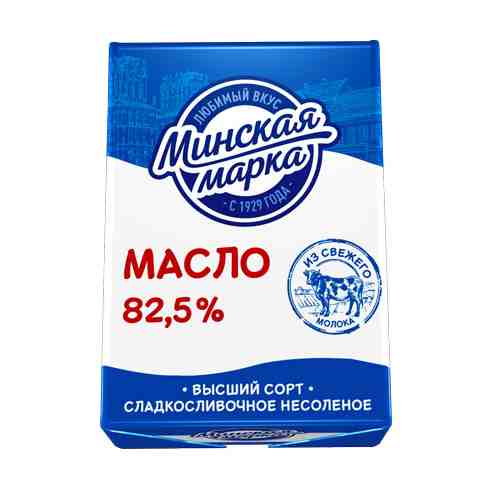 Сладкосливочное масло несоленое Минская марка 82,5% БЗМЖ 180 г