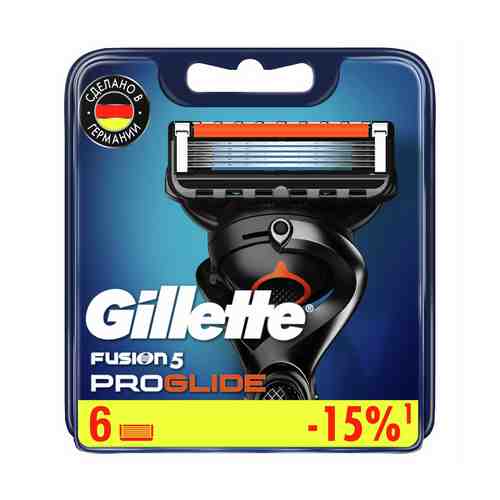Сменные кассеты Gillette Fusion ProGlide с точным триммером для труднодоступных мест для гладкого бритья 5 лезвий 6 шт