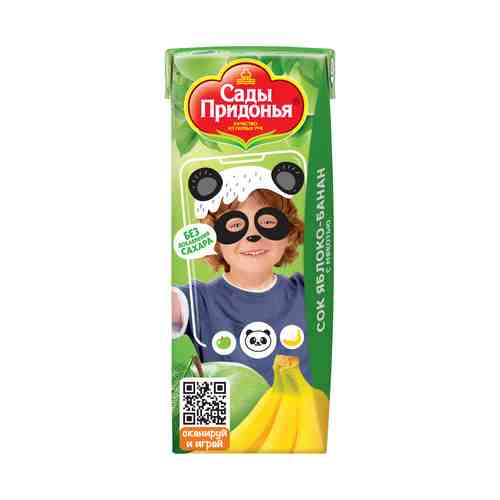 Сок детский Сады Придонья яблоко-банан с мякотью без сахара с 6 месяцев 200 мл