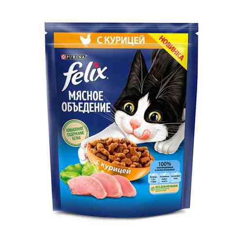 Сухой корм Felix Мясное объеденье для кошек с курицей 200 г