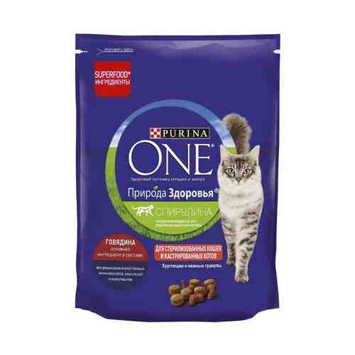 Сухой корм Purina One Природа Здоровья для стерилизованных кошек и кастрированных котов с высоким содержанием говядины 180 г