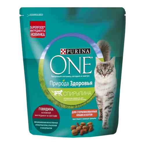 Сухой корм Purina One Природа здоровья с говядиной для стерилизованных кошек и кастрированных котов 80 г