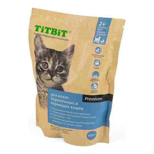 Сухой корм TiTBiT с мясом цыпленка для котят беременных и кормящих кошек 400 г