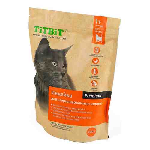 Сухой корм TiTBiT с мясом индейки для стерилизованных кошек и кастрированных котов 400 г