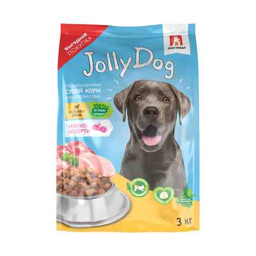 Сухой корм Зоогурман Jolly Dog мясное ассорти для собак 3 кг