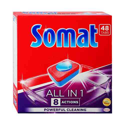 Таблетки Somat All in one Powerful Cleaning для мытья посуды в посудомоечных машинах 48 шт