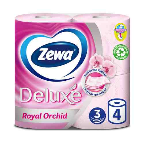 Туалетная бумага Zewa Deluxe Орхидея 4 шт