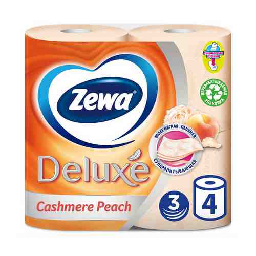Туалетная бумага Zewa Deluxe персик 4 шт