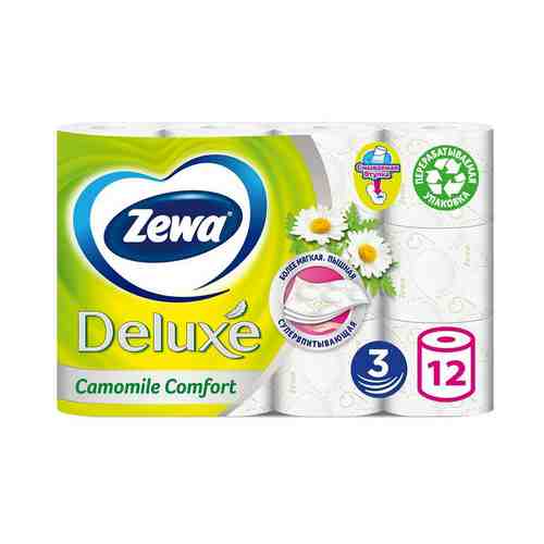 Туалетная бумага Zewa Deluxe ромашка 12 шт