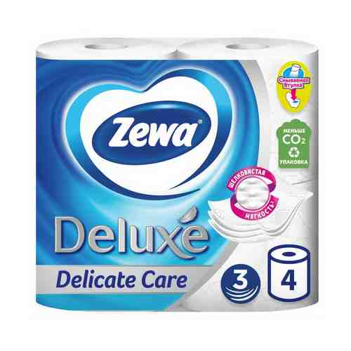 Туалетная бумага Zewa Deluxe трехслойные 4 шт