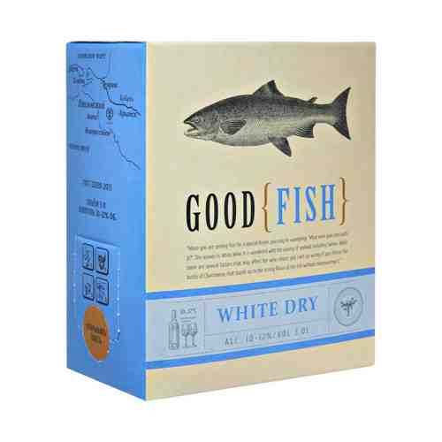 Вино Олимп Good Fish White Dry белое сухое 12% 3 л