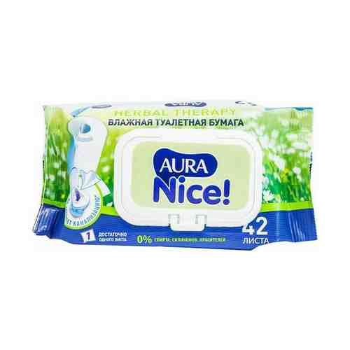 Влажная туалетная бумага Aura Nice с крышкой 42 шт