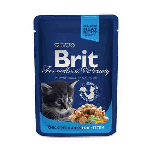 Влажный корм Brit premium Pouches с курицей для котят 100 г