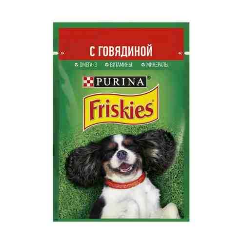 Влажный корм Friskies для взрослых собак кусочки с говядиной в подливе 85 г