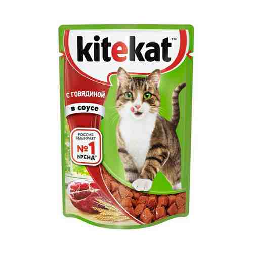 Влажный корм Kitekat с говядиной в соусе для кошек 85 г