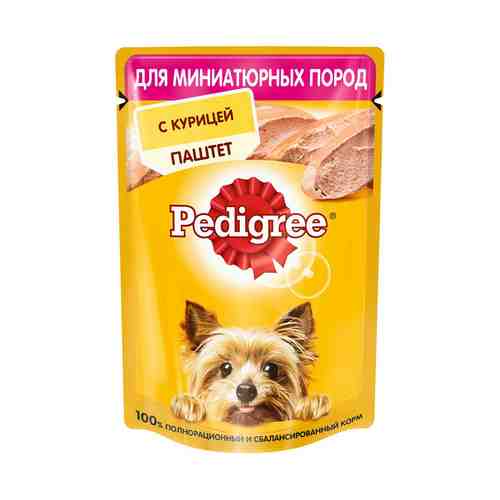 Влажный корм Pedigree для взрослых собак миниатюрных пород паштет с курицей 80 г