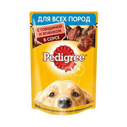Влажный корм Pedigree для взрослых собак всех пород с говядиной и ягненком в соусе 85 г