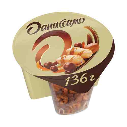 Йогурт Даниссимо Делюкс с арахисом в карамельной глазури и рисовыми шариками в шоколаде 2,9% 136 г