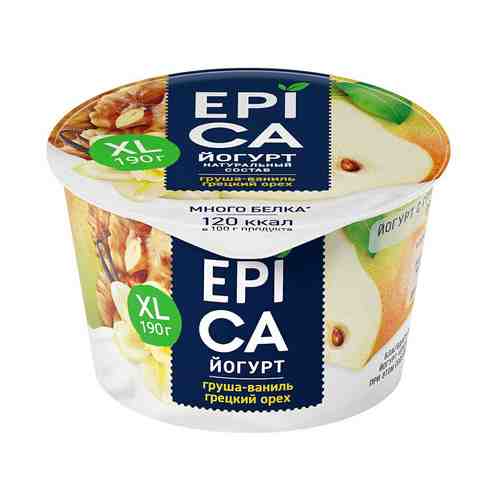 Йогурт Epica груша-ваниль-грецкий орех 5,3% БЗМЖ 190 г